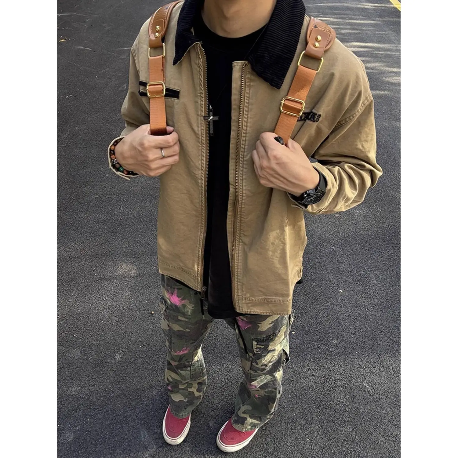 Fashion 2026 Vintage Khaki Jacket for Men Autumn High-end and Stylish Work Wear Winter Men Motorcycle Clothing Hiking Jacket