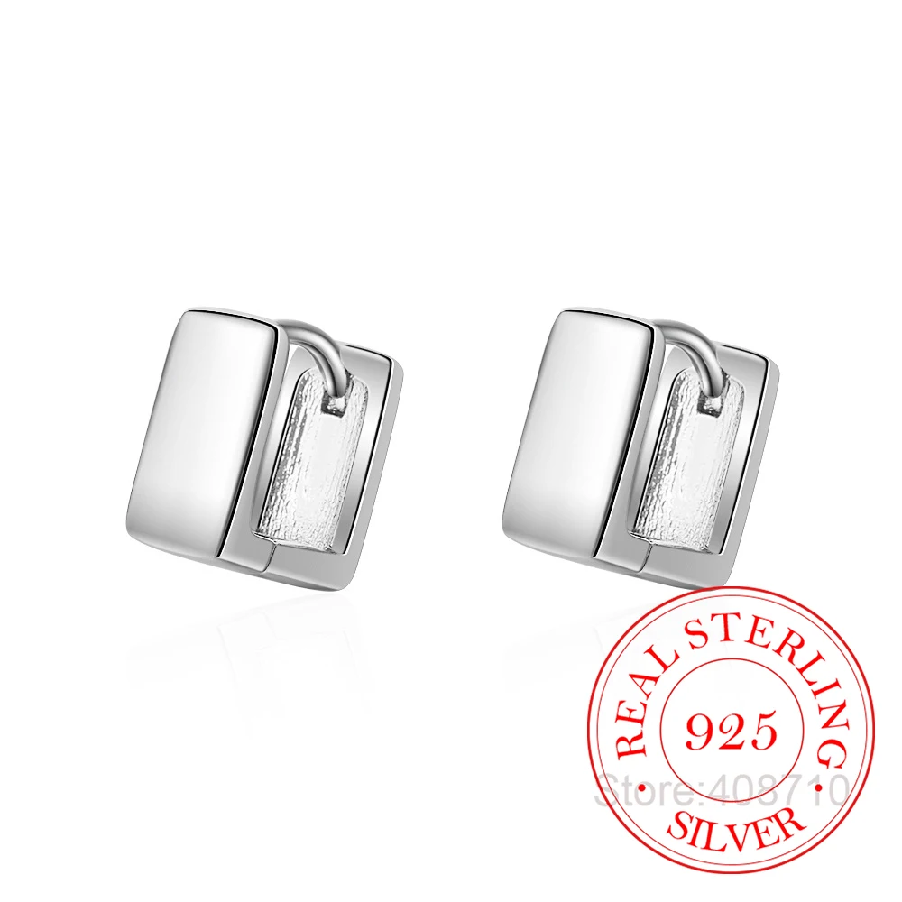 

Женские простые серьги-кольца из серебра 925 пробы с геометрическим узором