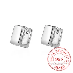 Korean 925 Sterling Silver Simple Geometic Square Hoop Earrings for Women S925 Wedding Party Jewelry Gift Aretes De Mujer