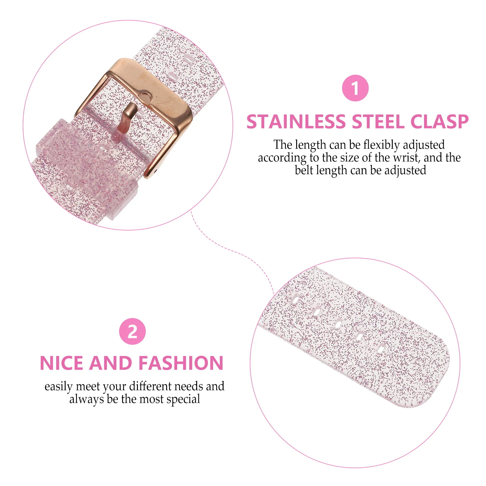 Glitter horlogeband compatibel 3-siliconen vervangende bling mode-polsbandje verstelbare reishorlogeband