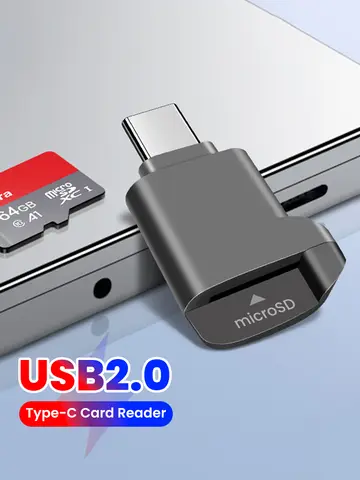 Type-C 2.0 Mini TF Card Reader External Storage Black Stretch for Memory Stick USB C 2.0 For Iphone 17 16  Mini TF Card Reader