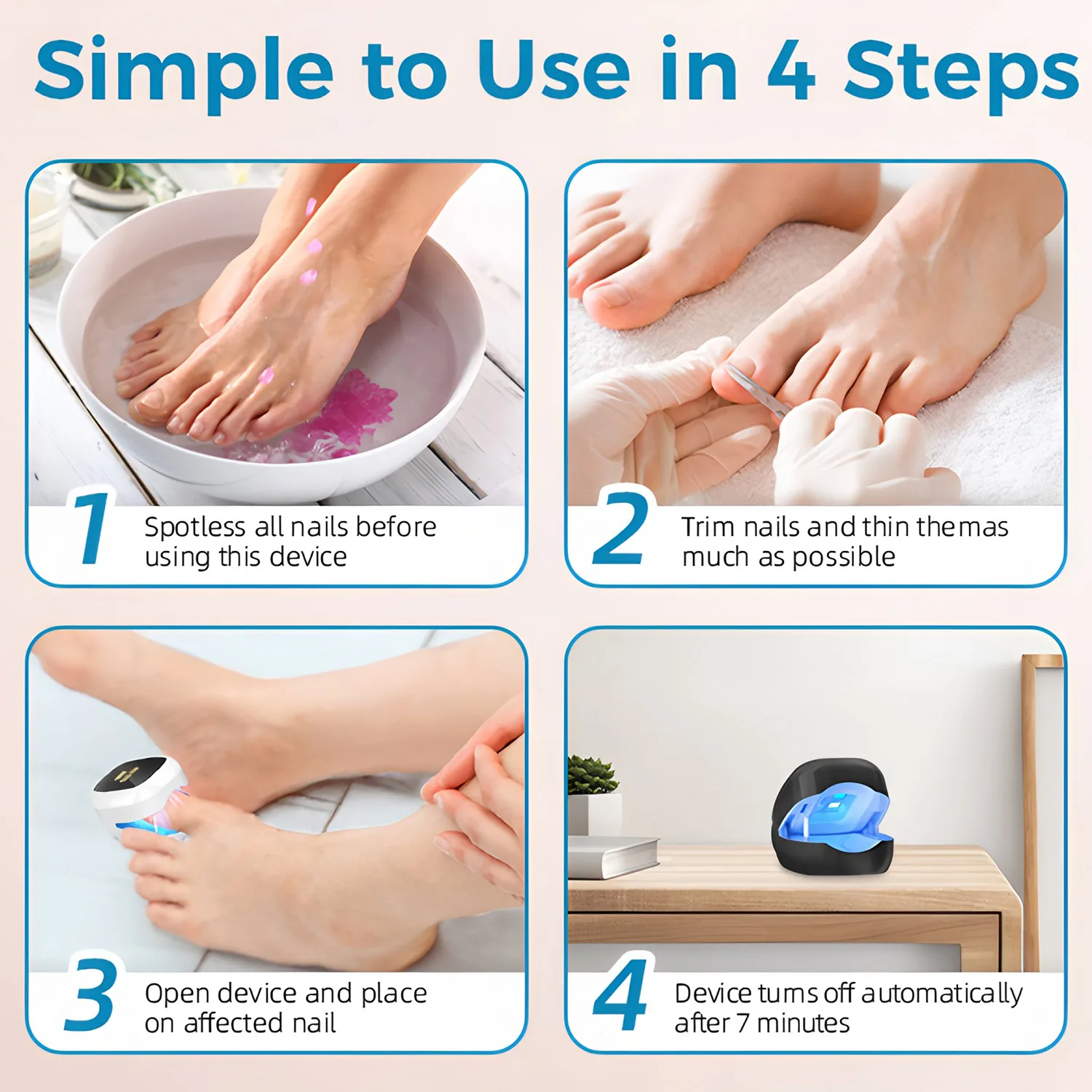 Nail Fungus Cleaning Laser Device Foot / Hand Nail Professional Nail Phototherapy Lamp Onychomycosis Fungus Cleaner view 4
