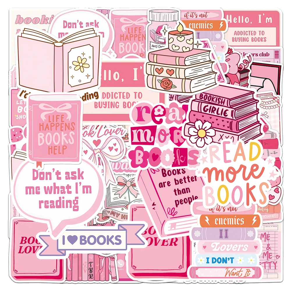 

10/30/50pcs Funny Creative Pink Bookish Cartoon Stickers Aesthetic Graffiti Guitar Notebook Suitcase Cute Decoration Sticker Toy