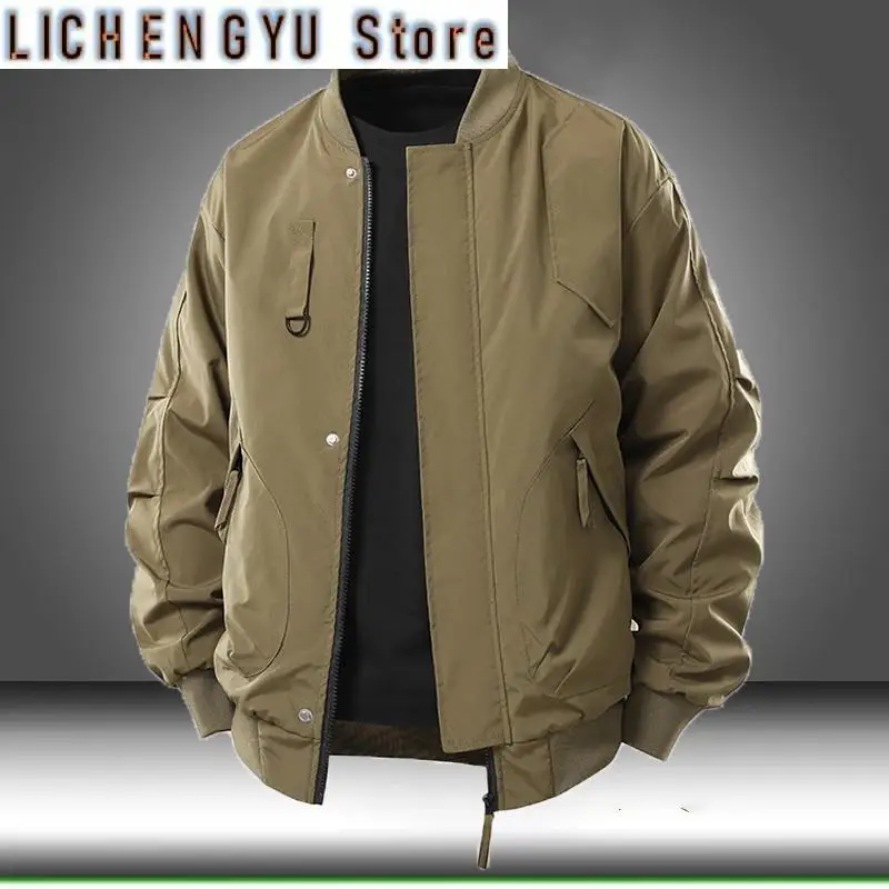 

Jackets for Men Autumn Winter Baseball Jacket Fashion Casual Business Stand Collar Coat Solid Bomber Jacket Outwear Man Workwear