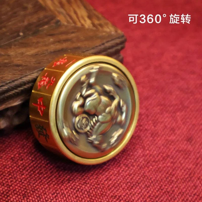 4.3cm Brass Fidget Spinner Mahjong Tai Chi Gossip Pattern Metal Hand Spinner Antistress Adult Fidget Toys Stress Relief Toy