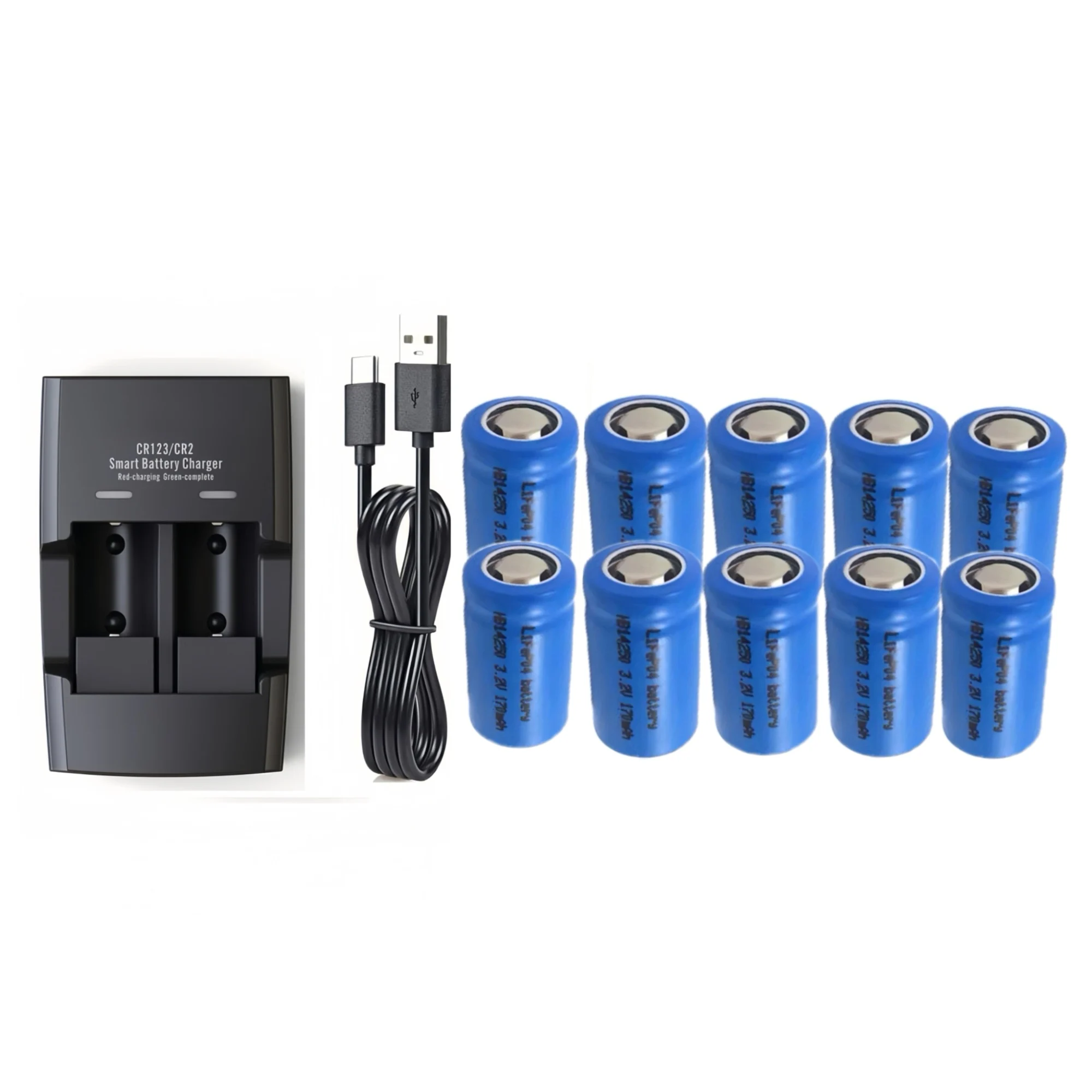 

10PCS 14250 LiFePO4 battery 3.2V 170mAh Charger for Smoke alarm Infrared laser sight Flashlight Medical instruments Power tools