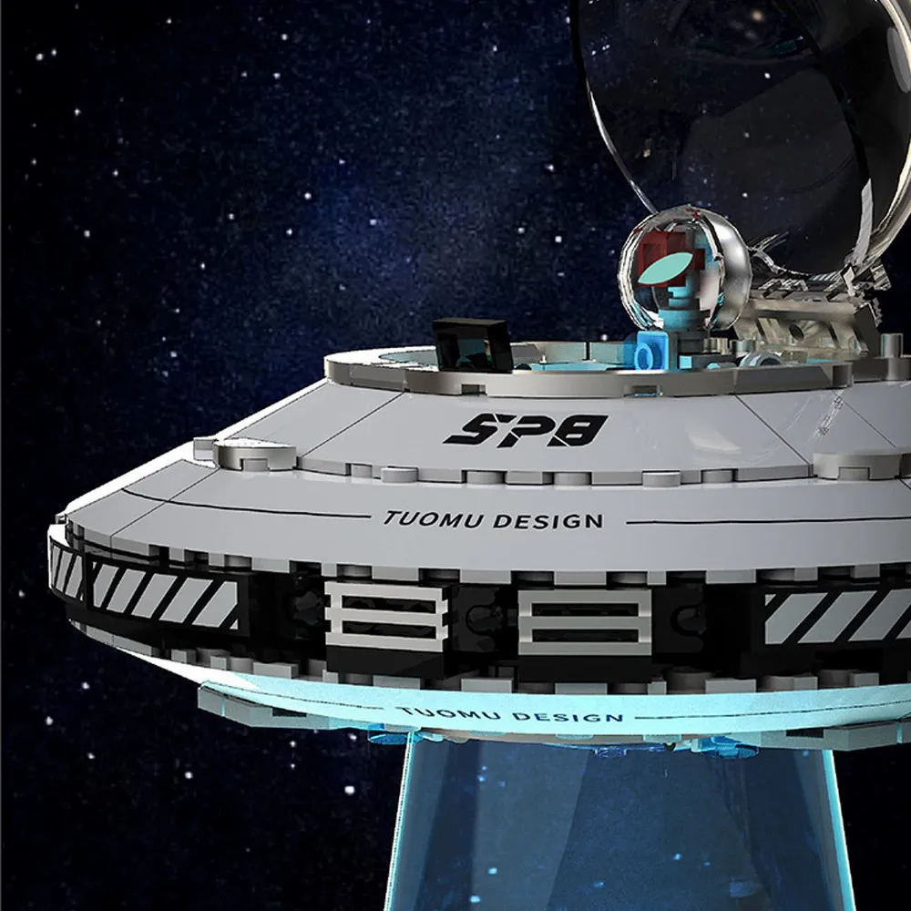 Technisch ruimteschip ruimte UFO ruimtevaartuig verlichting gebouwen sets, 601PCS stadsvliegtuigen model gebouwen blokken cadeau voor volwassenen