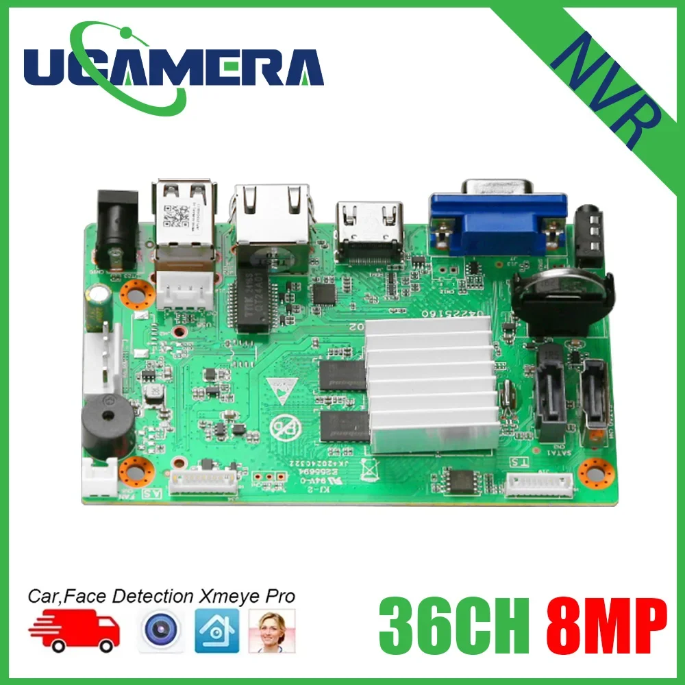 CCTV 36CH 32CH 16CH 4K H.265 NVR HD 3840*2160 Wyjście 2 dysk twardy SATA Car Face Human Support Cloud Xmeye Pro App monitorowanie mobilne