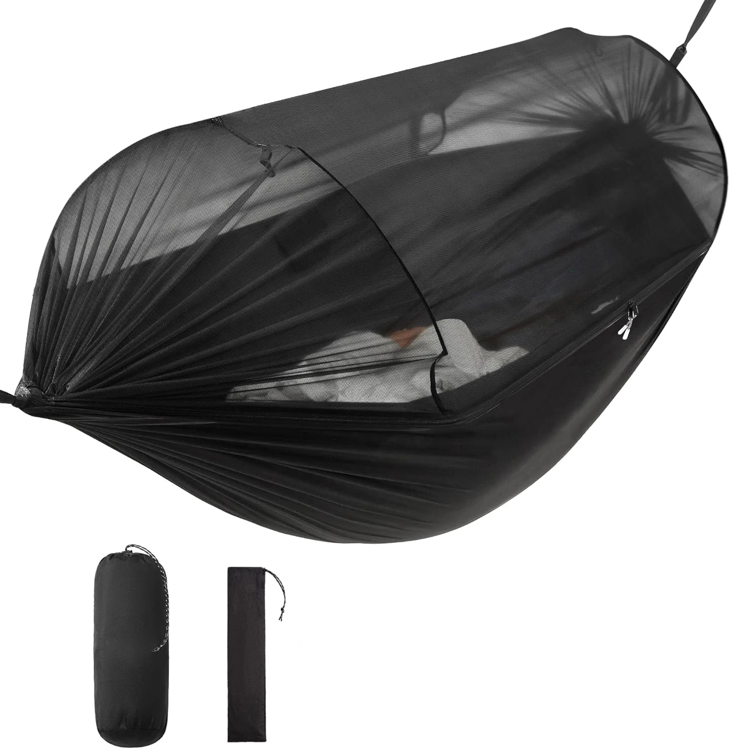 

Double Single Nylon Camping Hammock Portable Spacious Net Heavy Duty Tree Straps Adjustable Loops 150kg Capacity for Outdoorprom