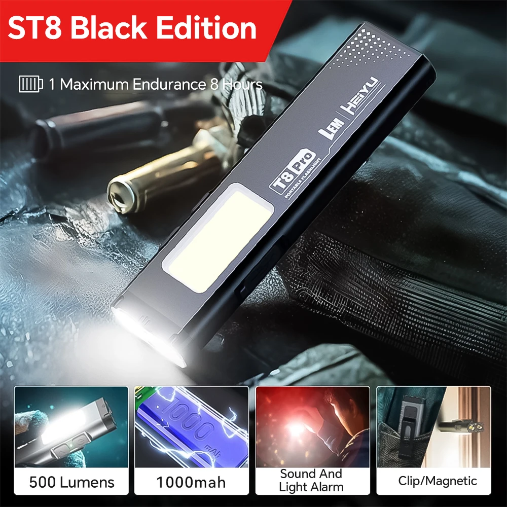 

SKYRAY карманный брелок-фонарик светодиодный рабочий свет с звуковым режимом сигнализации 1000 мАч портативный мини-фонарик магнитный свет