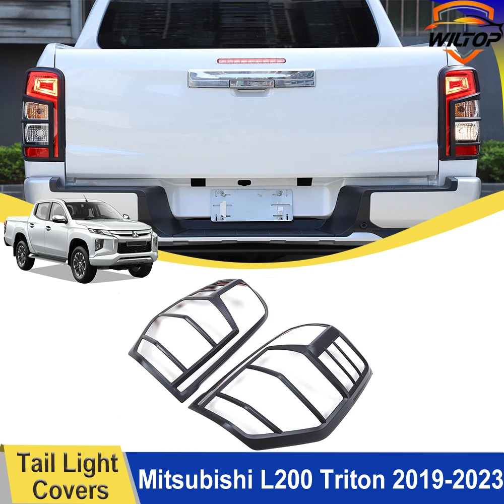 Matte Black Taillight Covers For Mitsubishi L200 Triton 2019-2023 Protector Cover Exterior ABS Lamp Hood Car Exterior Accessorie
