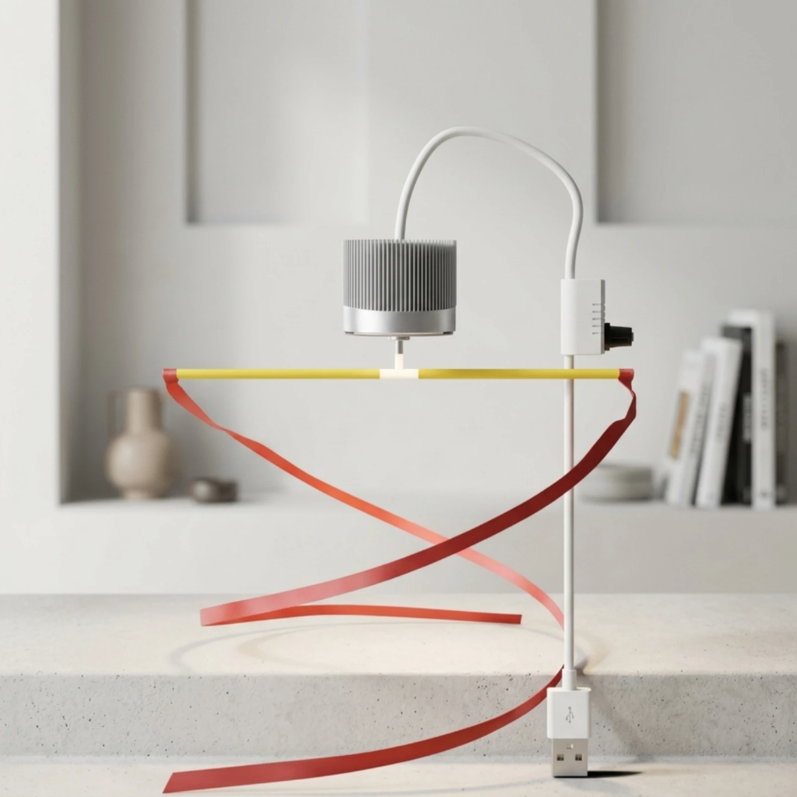 Hanging Fan with Streamers Small USB Hanging Fan Energy Saving Slim for Food Service Counter, Patio