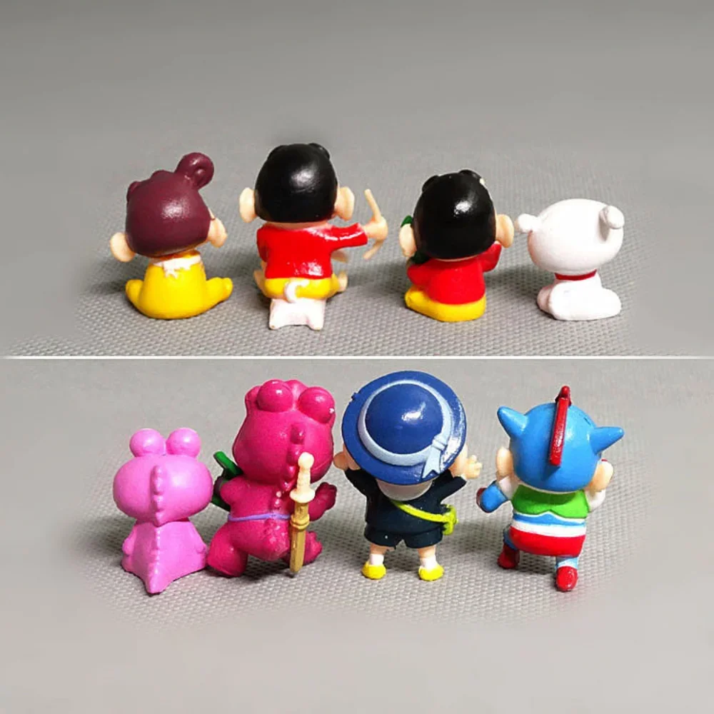 Crayon Shin-Chan Bandai Anime Figures Japanese Set of 8 Fishing Puppy Kawaii Mini Size Suit Figurines Collectibles Gifts