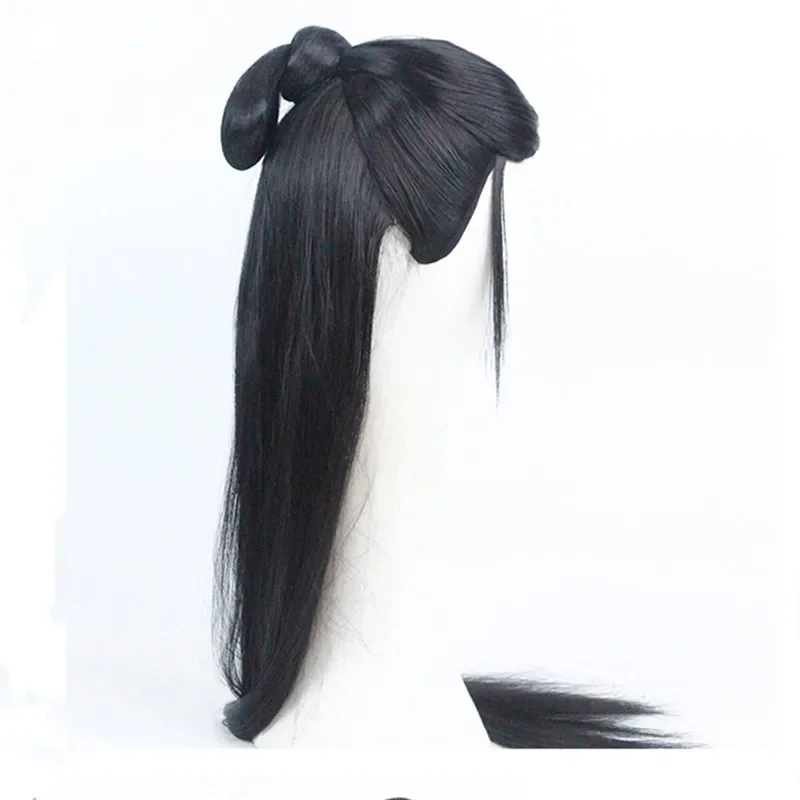 Shan Heling Warrior Hair Cosplay Nakrycia głowy Długie proste czarne produkty do włosów Hanfu Akcesoria książąt Film Play