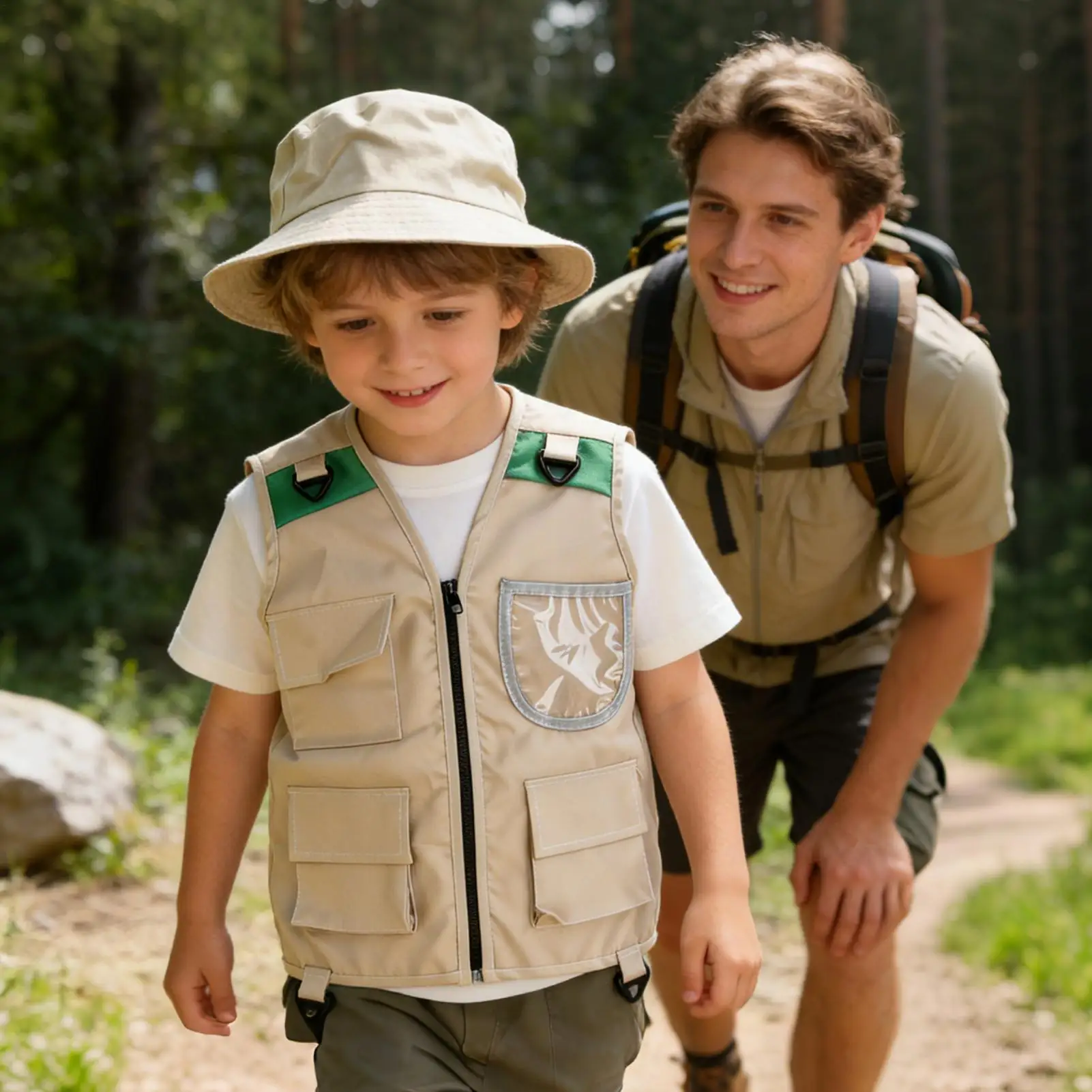 Explorer Costume Kids with Hat Breathable Clothes Sleeveless Kids Explorer Vest Kit for Youth Girls Boys Outdoor Camping