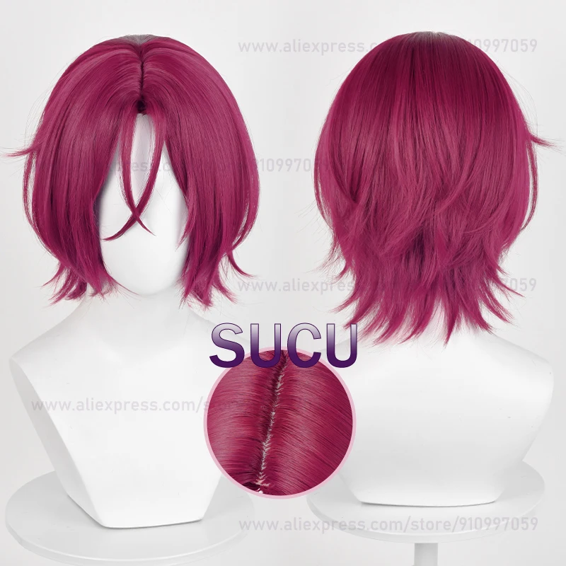 Anime Gratis! Rin Matsuoka Wig Cosplay 33cm, rambut pendek Pria tahan panas Wig pesta Halloween + topi Wig