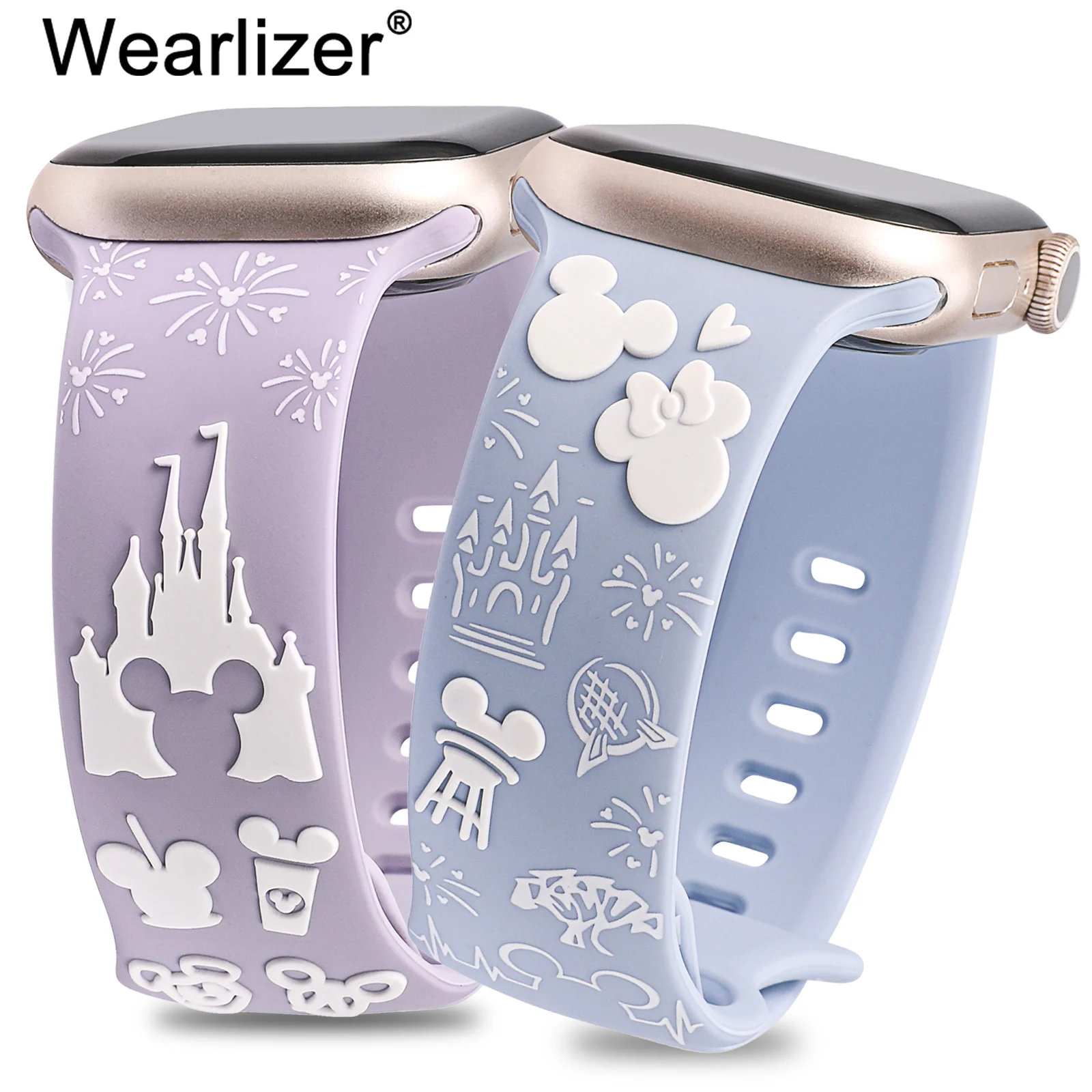 

Ремешок Wearlizer с 3D мультяшным рисунком для Apple Watch 41/40/38/49/45/44/42 мм, милый двухцветный силиконовый ремешок для iWatch SE 9 8 7 6 5 Ultra