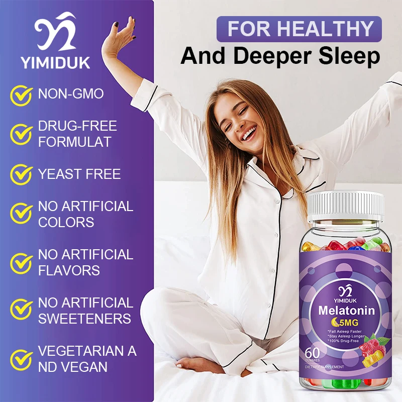 Melatonin Gummies Anxiety Stress Relief Help Sleep Save Insomnia Body Clock AdjustmentFor Adult and Children