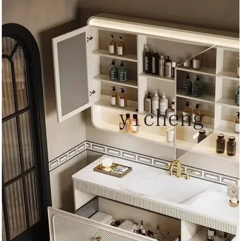 TP-25   Bathroom Cabinet Combination Stone Plate Hot Bending Whole Washbin Bathroom Table Face Washing Basin Cabinet