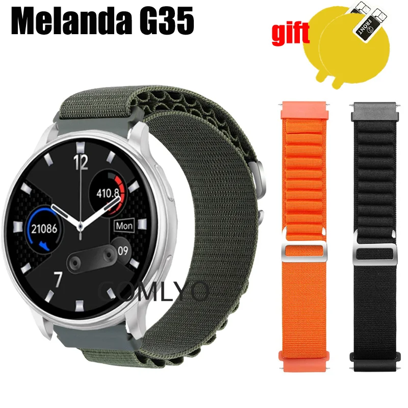 Band For Melanda G35 Strap Smart watch Nylon Adjustable Soft Bracelet FOR Women Men Belt Screen protector film