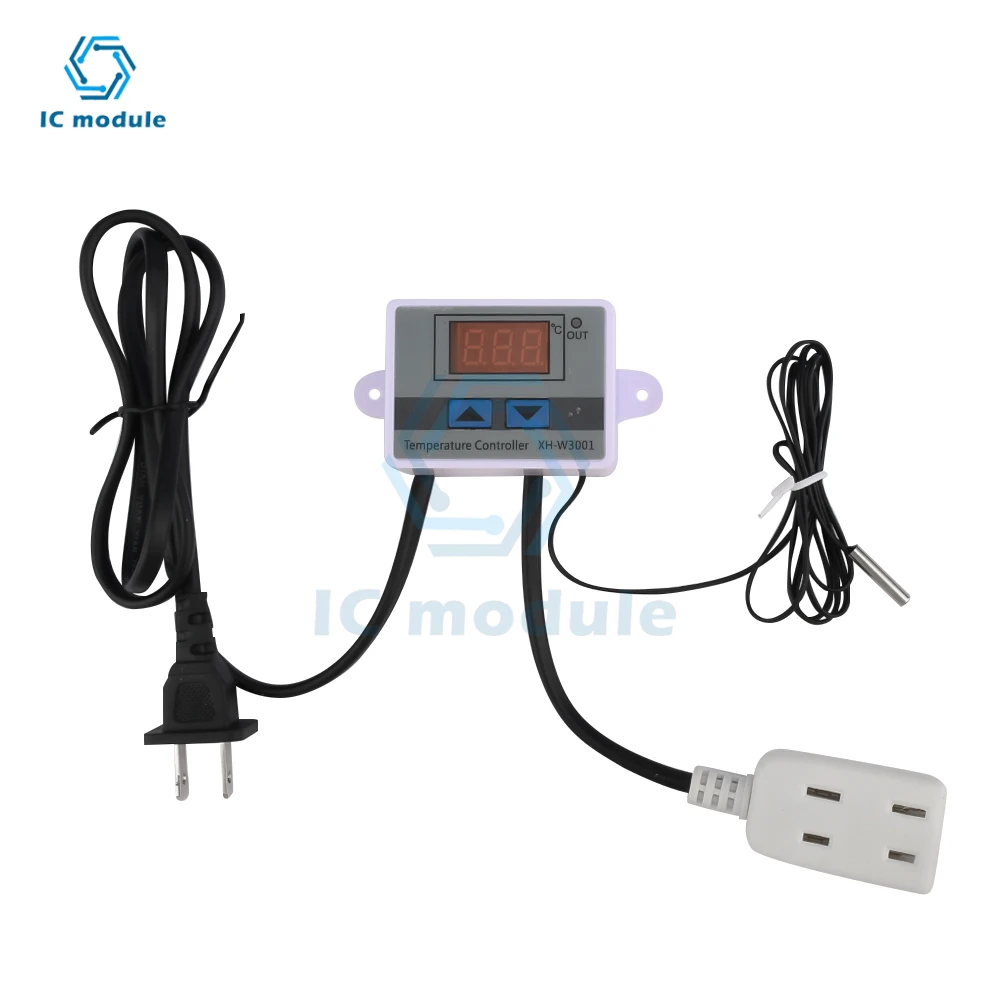 W3001/W3002 Digital Temperature Microcomputer Thermostat AC 110-220V with Probe Heat Cool Temp Thermostat Control Switch