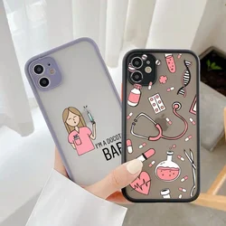Cartoon Medicine Doctor Nurse Phone Case for IPhone 13 11 14 15 Pro 12 Mini XS MAX XR SE2 7 8 Plus Shockproof Cover Clear Fundas