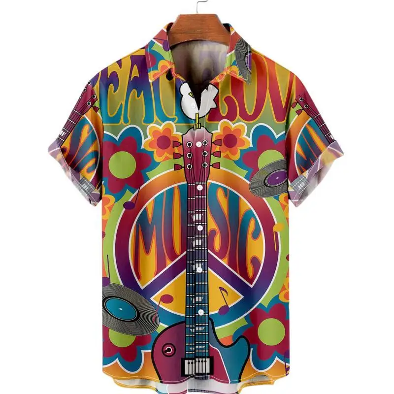 Camisa hawaiana de gran tamaño para hombre, camisa divertida con estampado de estilo Jazz, informal, Social, Floral, Retro, Y2k, Harajuku, ropa de