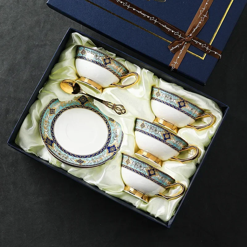 Elegant Bone China Tea Cup Set with Vintage European Style Design for Afternoon Tea