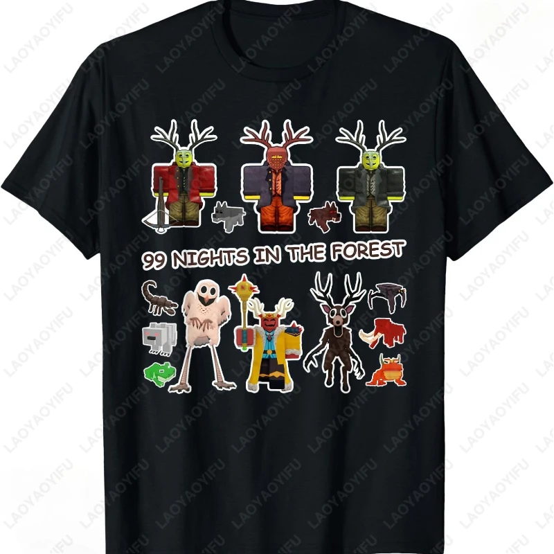 Sorry Can’t 99 Nights Bye in The Forest Halloween Gamer Merch Adult Cotton T-Shirt Horror Monster Werewolf Warlock Printed Tops