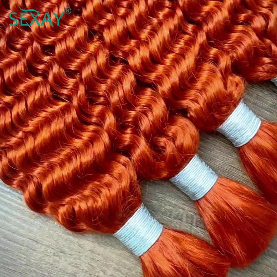 Ingwer-Echthaar-Masse zum Flechten, 30,5–71,1 cm, brasilianisches Remy-Haar, kein Schuss, für Boho-Zöpfe, tiefe Welle, lockiges Bündel, geflochten