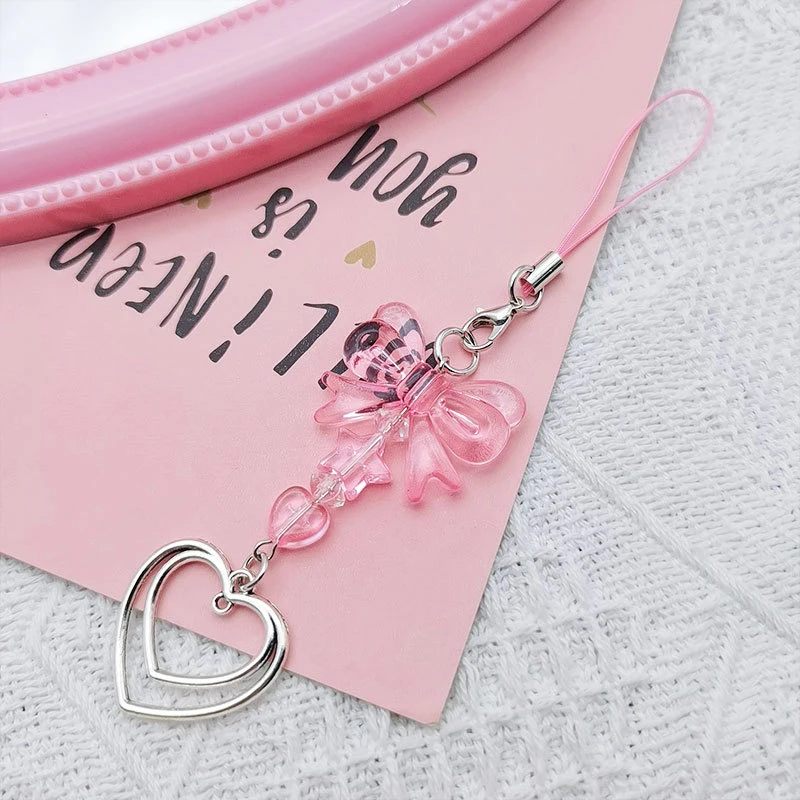 Y2K Phone Charms Pendant Sweet Bow Cellphone Chain Strap Lanyard For IPhone Samsung Sweet Cool Girl Bag Cases Goo Accessories