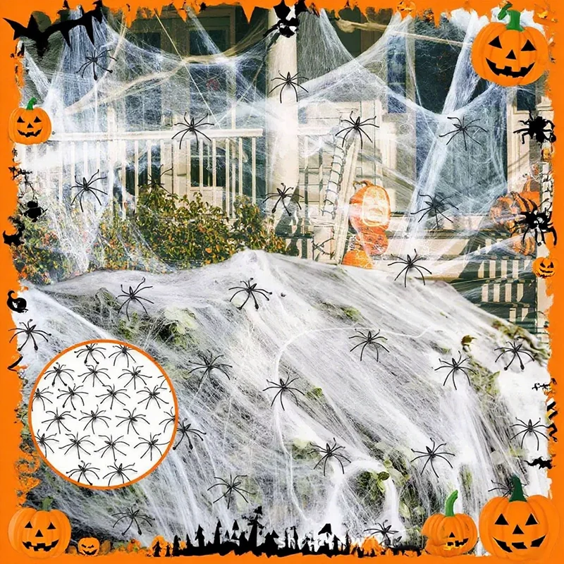 

2025 New Halloween Spider Web Cotton White Scary Halloween Decorations For Outdoor Indoor Use, Haunted House Horror Party Props