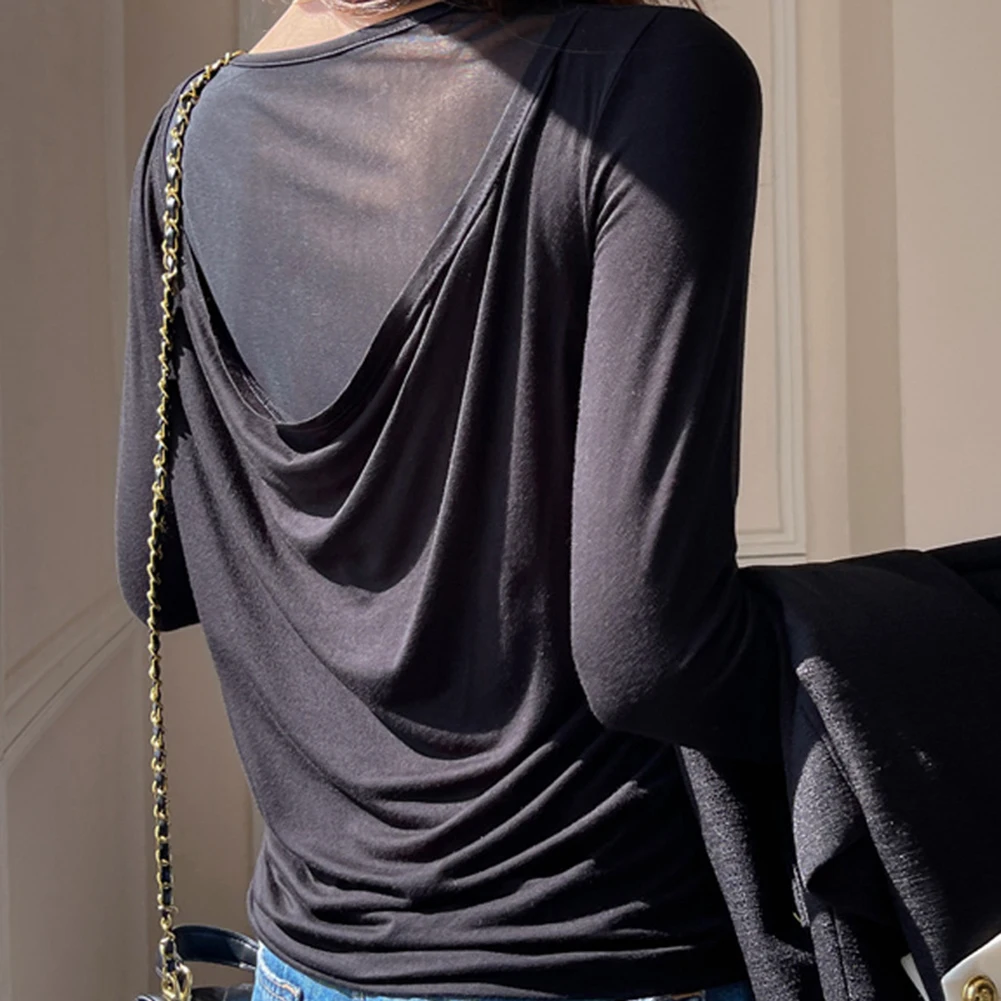 

Original Design Women's Full Sleeve Slim Fit Basic Top Featuring Mesh Back Suitable for Layering During Cooler Seasons