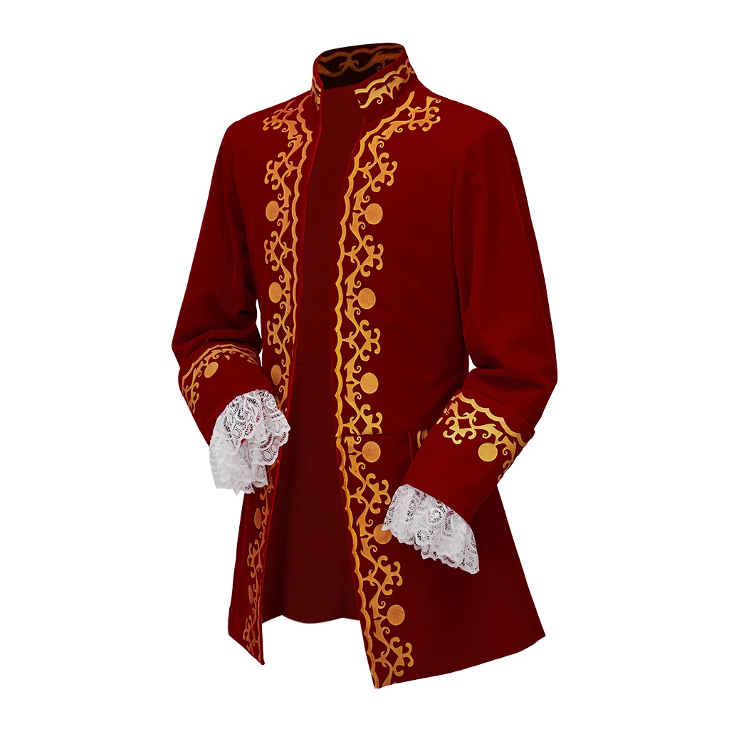 18th Century Men's Medieval Jacket Rococo Baroque Court Prince Costume Hamilton Rock Concert Coat Red Royal Military Uniform