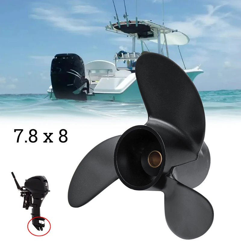 

3 Blades Aluminum Outboard Propeller 7.8X8 For 2-Stroke 5HP For 4-6HP For Hangkai 2-Stroke 6HP For Hyfong 4-6HP