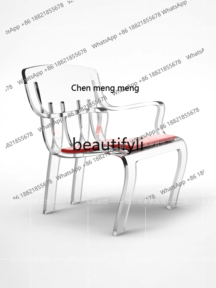 Light luxury high-end home dining chair designer transparent acrylic chair living roomH