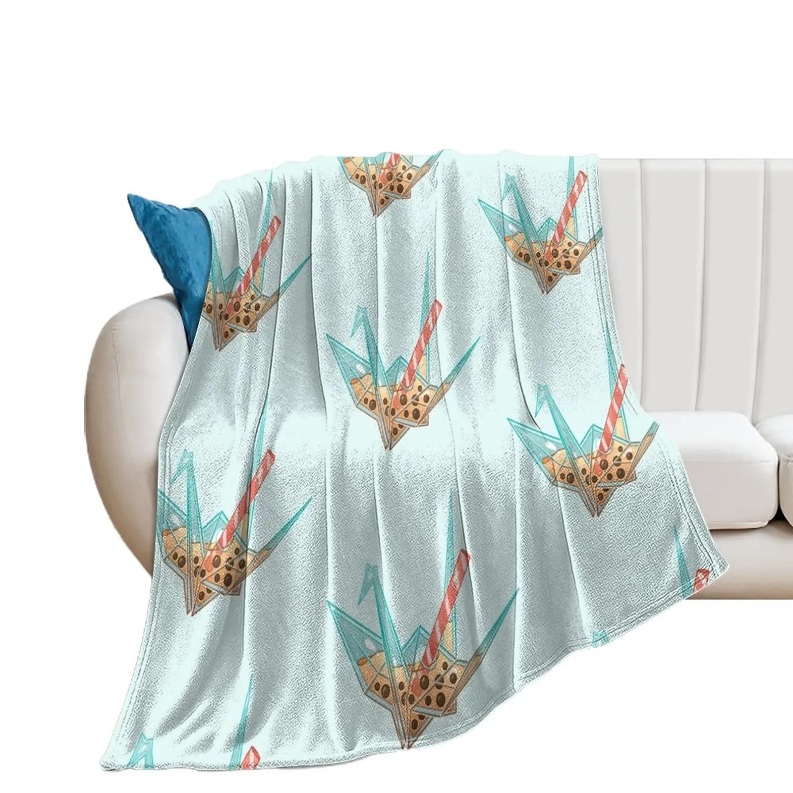 

Glass Boba Origami Crane Throw Blanket Multi-Purpose halloween anime Loose Blankets