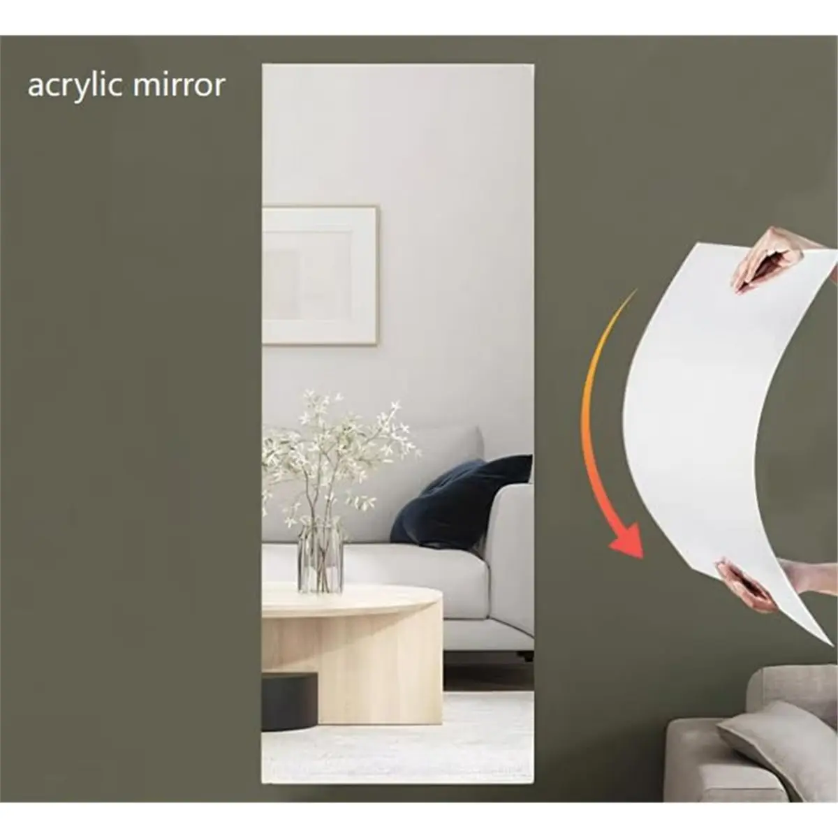 LUCK DIY PET Mirror Wall Sticker 40cm X 122cm Self-Adhesive Shatter- Flexible Decal for Living Room Bathroom