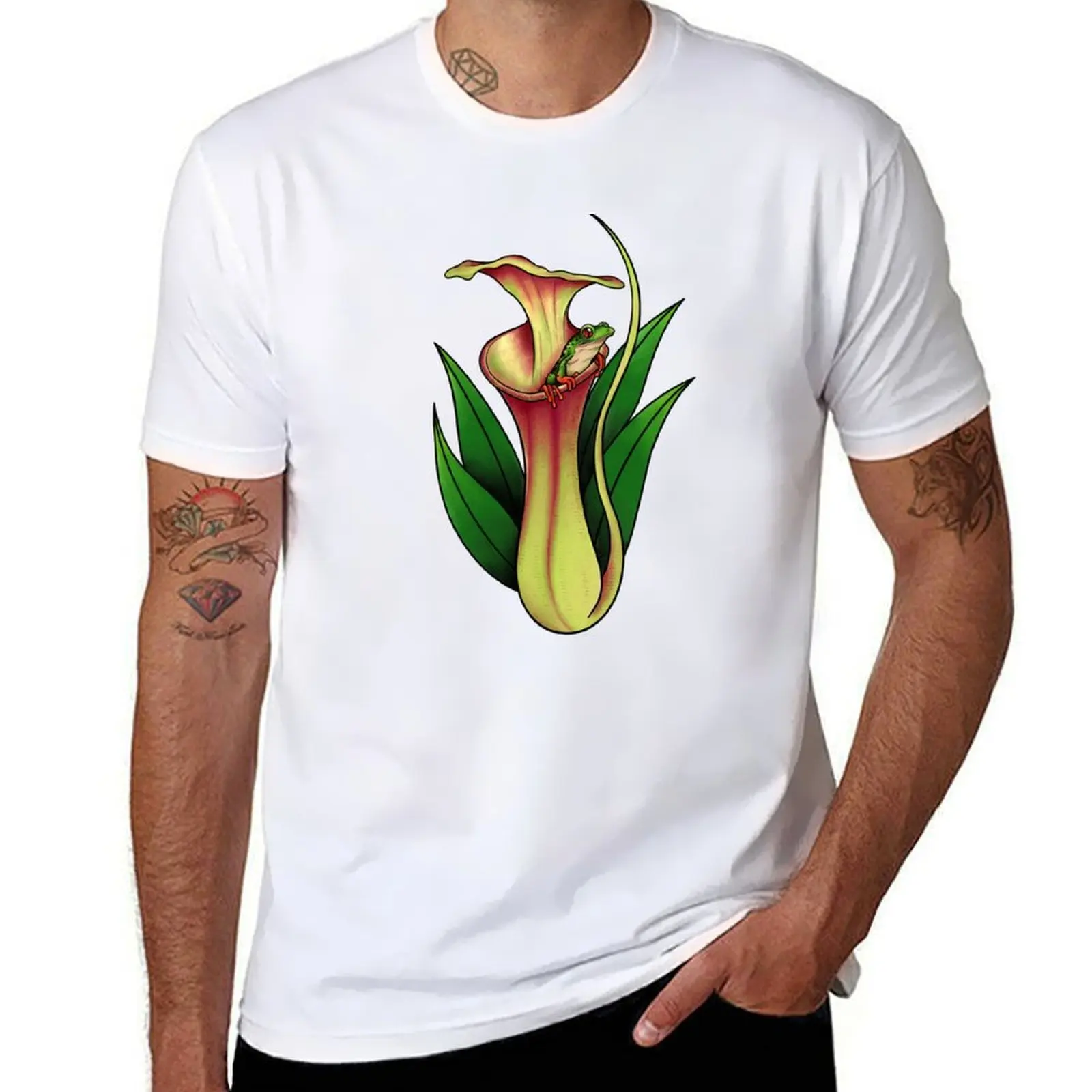 

Cute Frog Inside Nepenthes Carnivorous plant Botany Pitcher Plant T-Shirt t shirts for man graphic vintage T-Shirt