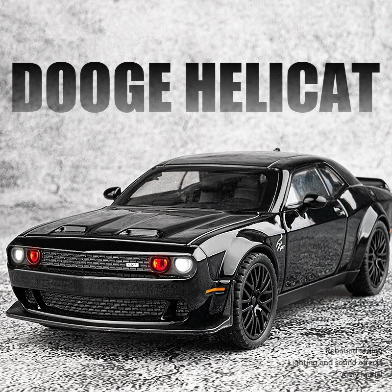 

1:32 Dodge Challenger SRT Hellcat Alloy Muscle Car Model Simulation Diecast Metal Car Model Sound and Light Children Toy Gift