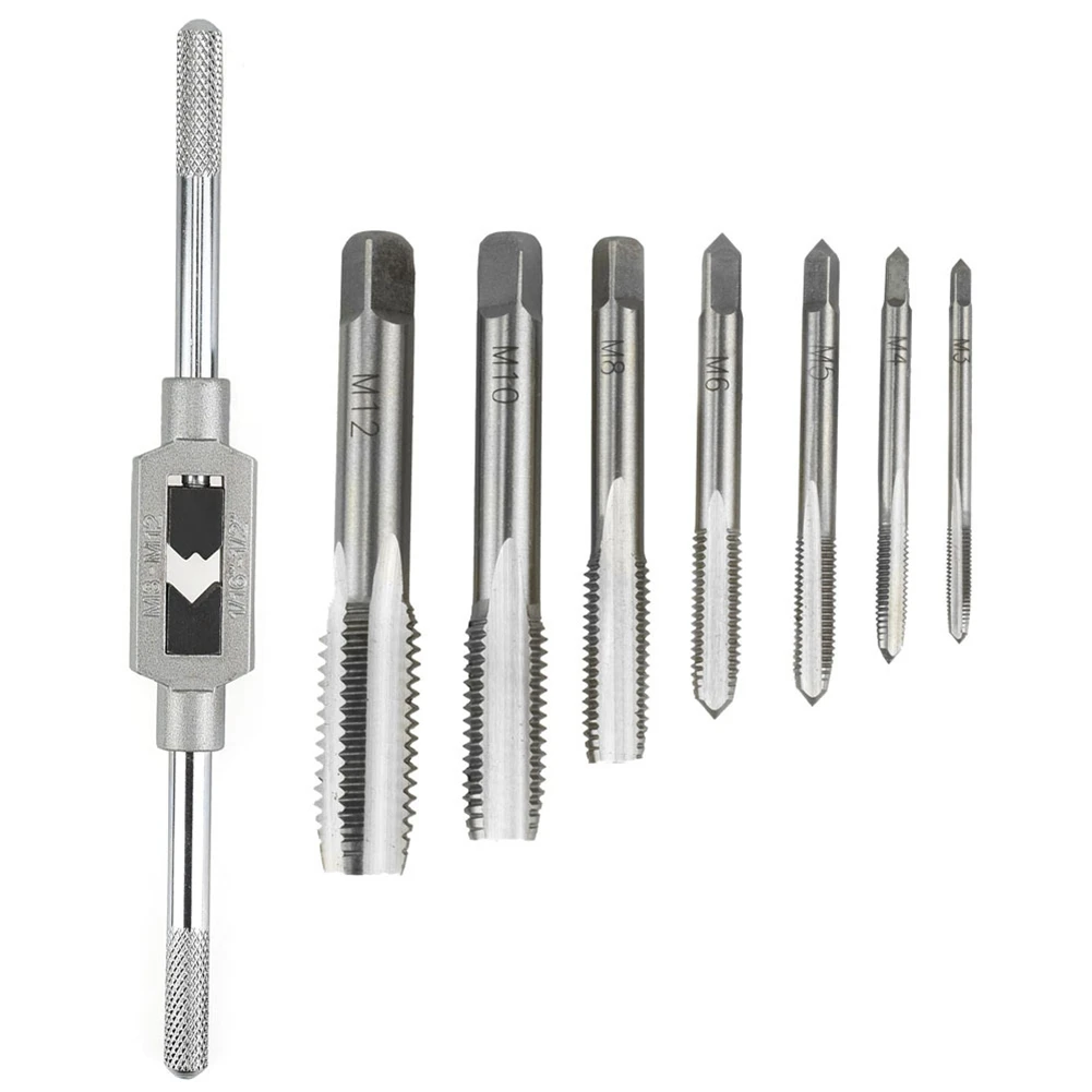 8 in 1 Tap Tool Set Thread Metric Machine Hand Screw Thread Plug Taps Set