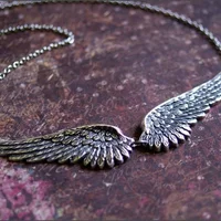Vintage Angel Wings Feather Choker Big Pendant Aesthetic Link Chains Statement Necklace for Women Collar Wedding Tribal Gift 2