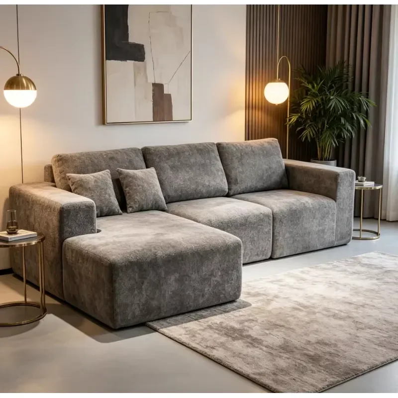 Cloud Modular L-Shaped Compressed Sofa Set Adjustable Fabric Couch Sponge Filled Living Room Lounge Furniture