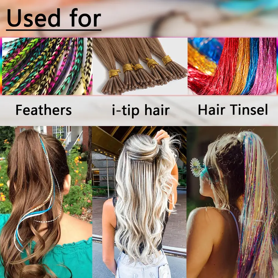 1000 cuentas de anillo micro para extensiones de cabello, cuentas de 5 mm con revestimiento de silicona, adecuadas para extensiones de cabello humano 5