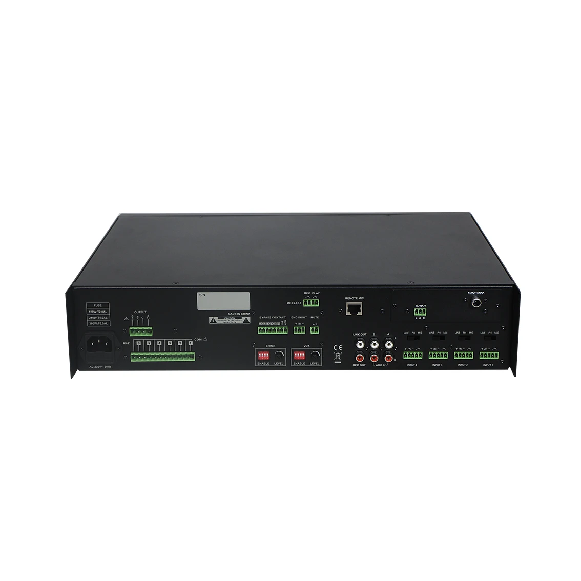 Commercial Audio 240W 6 Zone Mixer Amplifier With Zone Volume Control For Public Address System