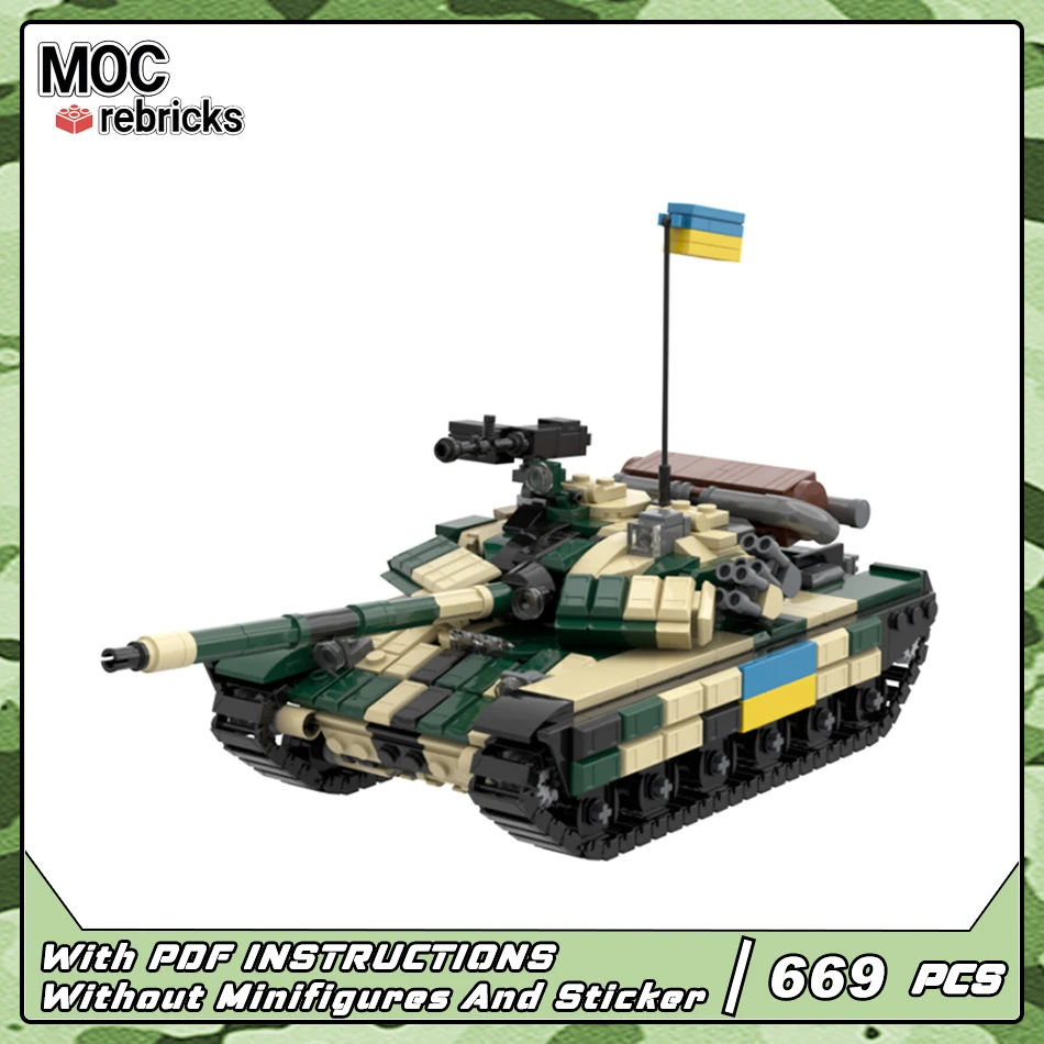

Military Series T-64BV Ukrainian Main Battle Tank 1/35 Scale Model Set MOC Vehicle Building Blocks Bricks Toys Children's Gifts