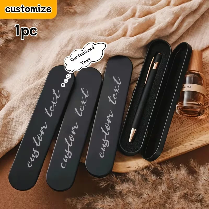 Customized Set (Ballpoint Pen + Pen Case) Multifunctional Capacitive Ballpoint Pen, Press-Type Metal Pen, Business Spray-Coated Pen, Customizable Logo, Retractable Aluminum Touch Screen Pen, Custom Text Ballpoint Pen Set, Rectangular Iron Pencil Case, Built-In High-End Ballpoint Pen Stationery Box, Back-To-School Supplies, Personalized Wedding Gift