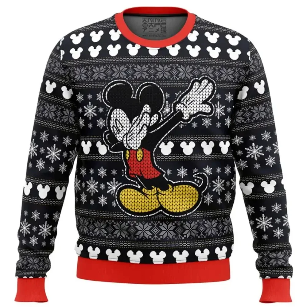 Feliz Navidad Mickey Mouse Disney feo suéter de Navidad regalo Santa Claus pulóver hombres 3D Otoño Invierno sudadera 2025