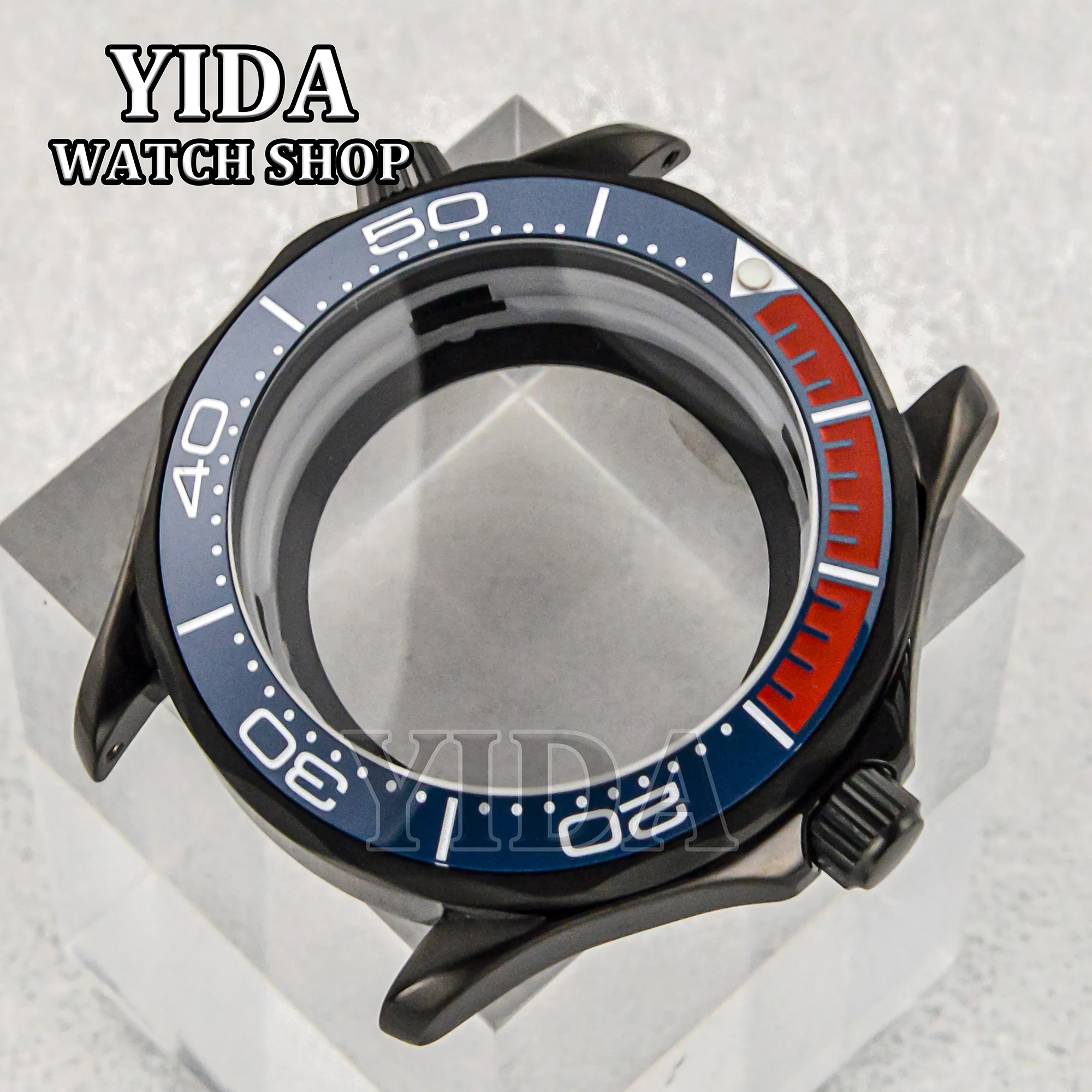 Nh35 300 Watch Case PVD Black Stainless Steel Sapphire Crystal Mod Parts 31MM Dial For Seamaster NH36 Movement Replacements