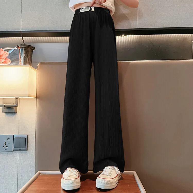 Girls' Wide leg Pants Summer Sports and leisure Pants 2024 New Fashionable Children's Pants Trendy Straight leg Pants 120-170CM